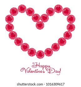 Greeting card day of St. Valentine. Abstract design, hearts with pea prints, gifts, vector.