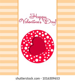 Greeting card day of St. Valentine. Abstract design, hearts with pea prints, gifts, vector.