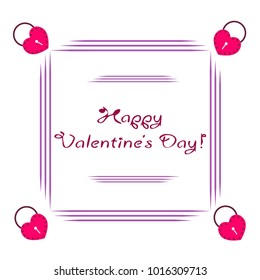 Greeting card day of St. Valentine. Abstract design, hearts in lock style, gifts, vector.