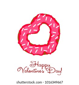 Greeting card day of St. Valentine. Abstract design, donuts in the form of heart, hearts, gifts, vector.