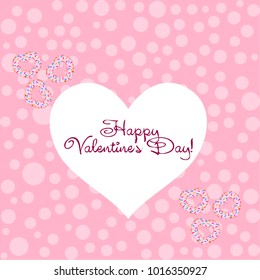 Greeting card day of St. Valentine. Abstract design, donuts in the form of heart, hearts, gifts, vector.