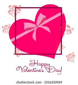 Greeting card day of St. Valentine. Abstract design, roses, flowers, hearts, gifts, vector.