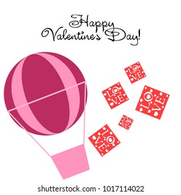 Greeting card day of St. Valentine. Abstract design, greeting card with the inscription love, hearts, gifts, vector.