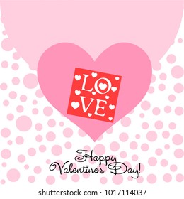 Greeting card day of St. Valentine. Abstract design, greeting card with the inscription love, hearts, gifts, vector.