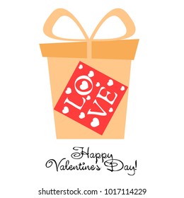 Greeting card day of St. Valentine. Abstract design, greeting card with the inscription love, hearts, gifts, vector.