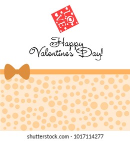 Greeting card day of St. Valentine. Abstract design, greeting card with the inscription love, hearts, gifts, vector.