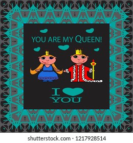 Greeting card, declaration of love, orol, queen, floral pattern