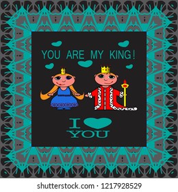 Greeting card, declaration of love, orol, queen, floral pattern