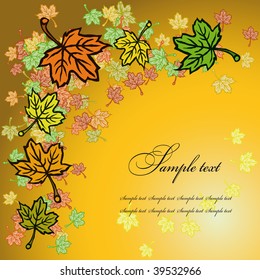 greeting card decorated with maple leaves with a lot of colors