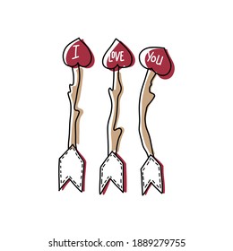 greeting card with decorative arrows for Valentine's day.