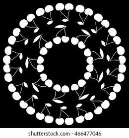Greeting card with decorative cherries. Vector illustration.