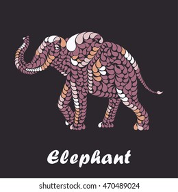 Greeting card with decorative elephant. Vector illustration.