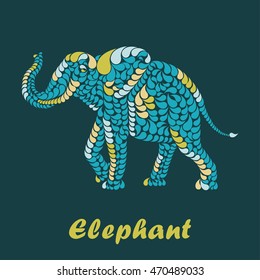 Greeting card with decorative elephant. Vector illustration.