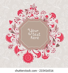 Greeting card with decorative floral elements