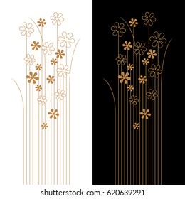 A Greeting Card with Decorative Flowers on White and Black Background.