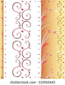Greeting card with decorative pattern and abstract flowers on white and light orange background