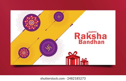 Greeting card with Decorative Rakhi for Raksha Bandhan background