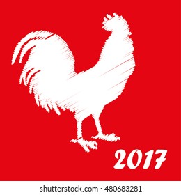 Greeting card with decorative Rooster. Vector illustration.