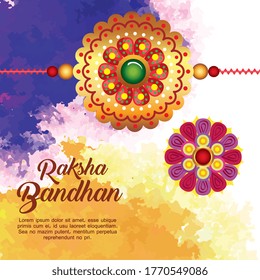 greeting card with decorative set of rakhi for raksha bandhan, indian festival for brother and sister bonding celebration, the binding relationship vector illustration design