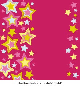 Greeting card with decorative stars. Vector illustration.