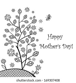 Greeting card with decorative tree for Mothers day