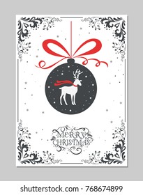 Greeting card with deer. Merry Christmas