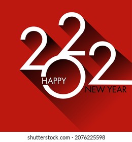 Greeting card design for 2022, with modern and original graphics on a red background, to announce the projects and directions of the company for the New Year.