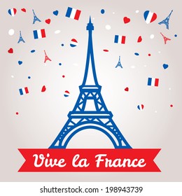 Greeting card design for The Bastille Day fourteen of july or another French holiday. Stylish vector modern illustration and design elements