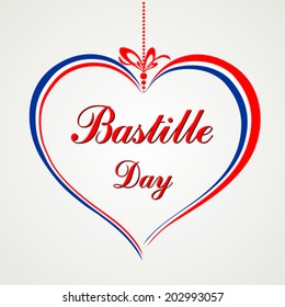 Greeting card design for The Bastille Day.  Vector Illustration