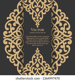 Greeting card design with a black background. Luxury vector ornament template. Mandala. Great for invitation, flyer, menu, brochure, wallpaper, decoration, or any desired idea.