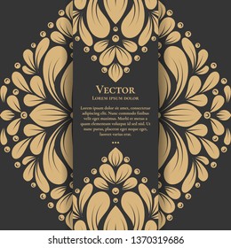 Greeting card design with a black background. Luxury vector ornament template. Mandala. Great for invitation, flyer, menu, brochure, wallpaper, decoration, or any desired idea.