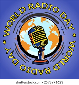 Greeting card design commemorating World Radio Day