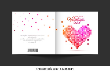 Greeting card design with creative Pixel Heart for Happy Valentine's Day Celebration.