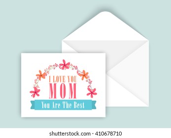 Greeting Card design with Envelope for Happy Mother's Day celebration.