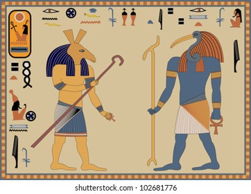 Greeting card design featuring ancient Egyptian hieroglyphics