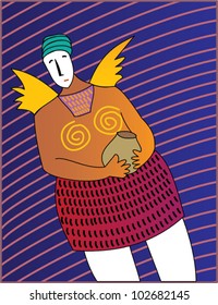 Greeting card design featuring angels from ancient cultures