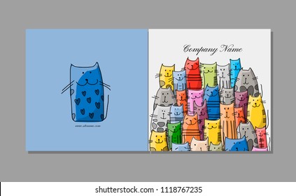 Greeting card design, funny cats family