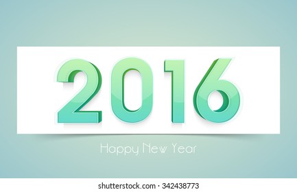 Greeting card design with glossy 3D text 2016 for Happy New Year celebration.