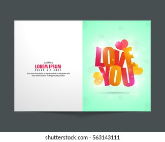 Greeting Card design with Glossy Text Love You for Happy Valentine's Day celebration.