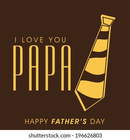 Greeting card design with golden and brown necktie for celebration of Happy Father's Day. 