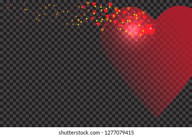 Greeting card design with grey heart on transparent background. Vector illustration. ESP10