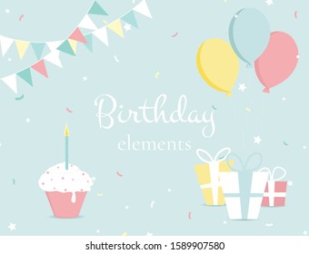 Greeting card design happy birhday. Vector illustration 