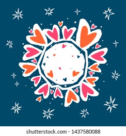 Greeting card design for happy friendship day. Vector illustration.