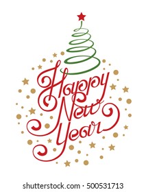 greeting card design with happy new year congratulation