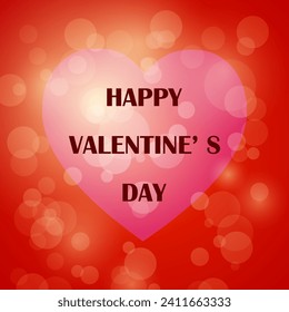 Greeting card design for Happy Valentines Day celebration. Heart on bokeh lights.