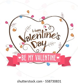 Greeting card design with heart for Valentine's Day celebration.