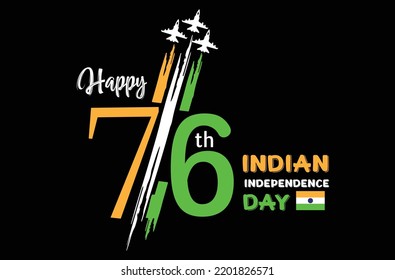 Greeting card design for Independence day of India. 76 years anniversary celebration