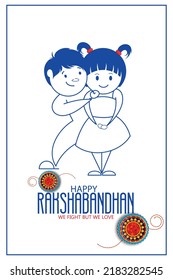 Greeting card design for an Indian festival RAKSHABANDHAN with cute character and rakhi design