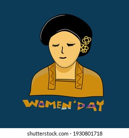 Greeting card design for International Women's Day, paper cut style. Vector illustration