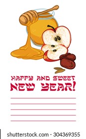 Greeting card design for Jewish New Year Holiday. Vector illustration